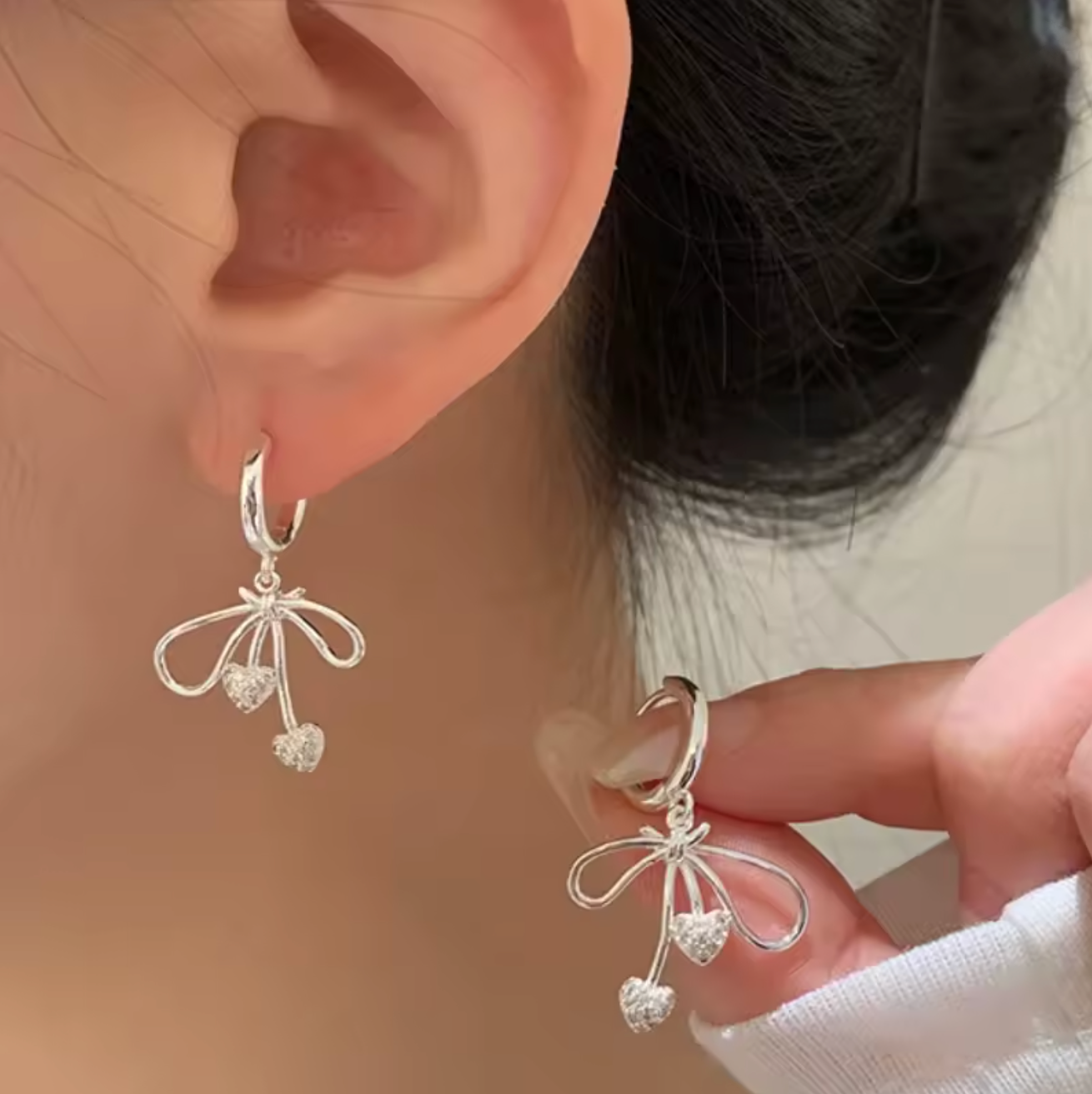 Dancing Heart Bow Earrings - Image 2