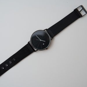 Alternative view of Minimalist Black Mesh Watch – Modern Classic Design-Custom Engraved