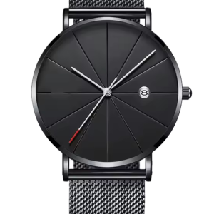 Minimalist Black Mesh Watch – Modern Classic Design-Custom Engraved
