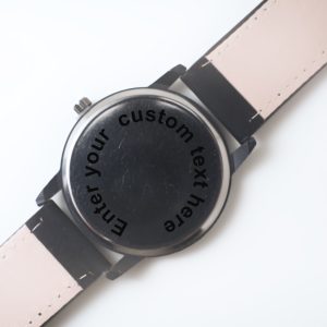 Alternative view of All-Black Minimalist Watch with Red Second Hand Custom Engraved