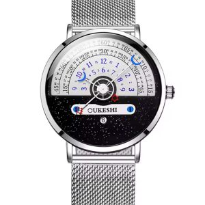 Modern Artistic Quartz Watch – Stainless Steel Mesh - Custom Engraved