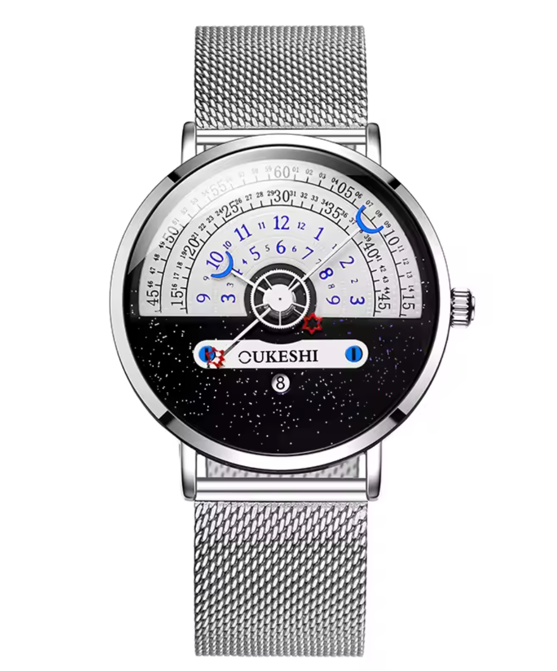 Modern Artistic Quartz Watch – Stainless Steel Mesh - Custom Engraved