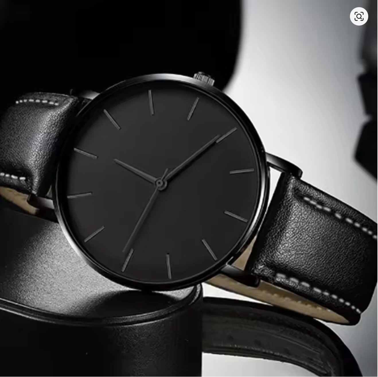 Minimalist Black Quartz Watch - Custom Engraved - Image 2