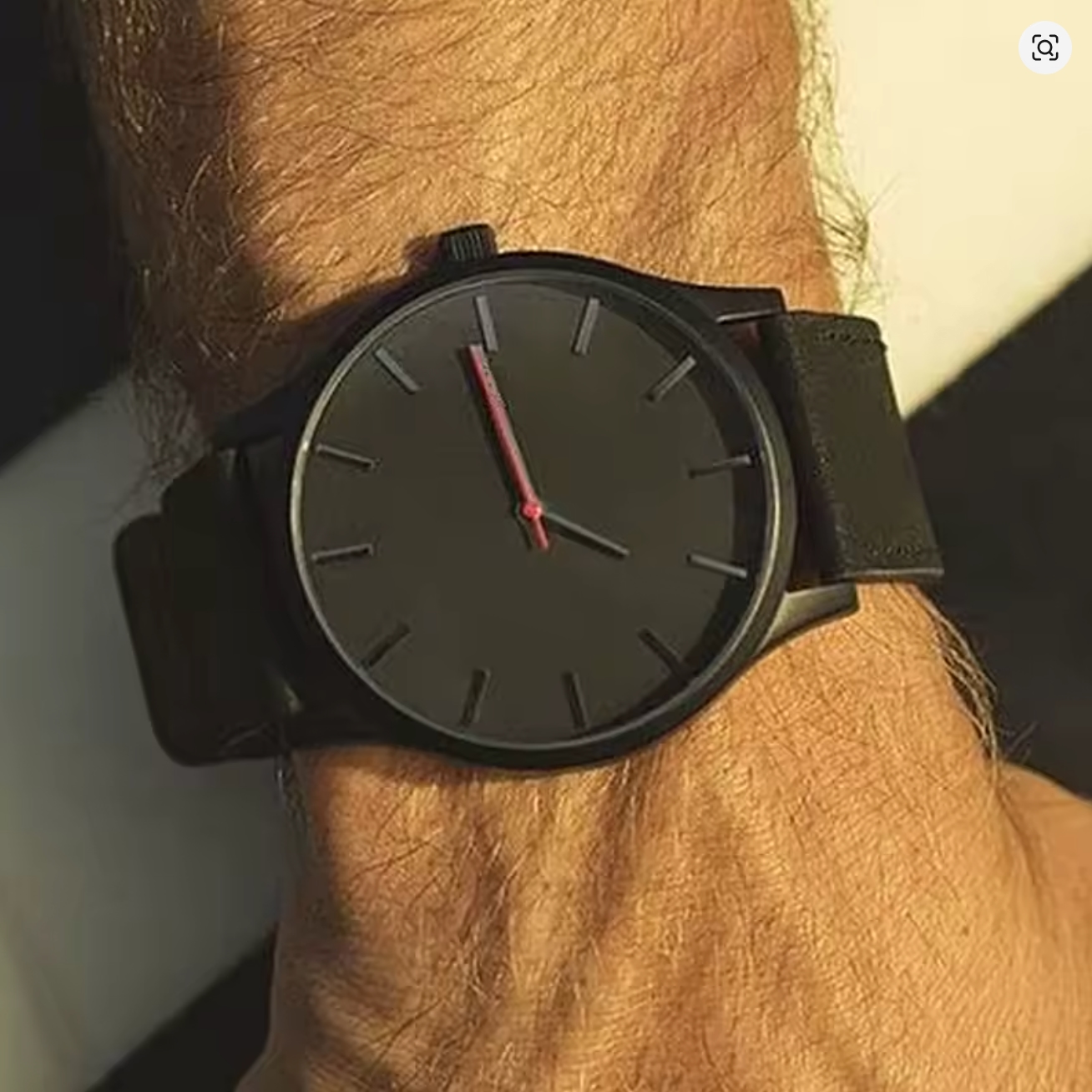 All-Black Minimalist Watch with Red Second Hand Custom Engraved - Image 3