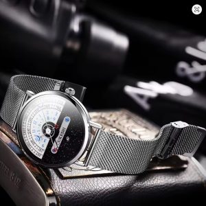 Alternative view of Modern Artistic Quartz Watch – Stainless Steel Mesh - Custom Engraved