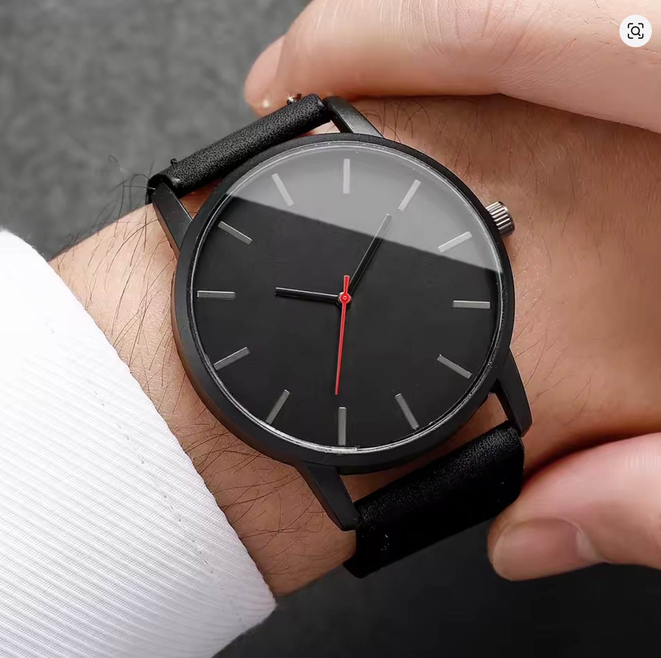 All-Black Minimalist Watch with Red Second Hand Custom Engraved - Image 4