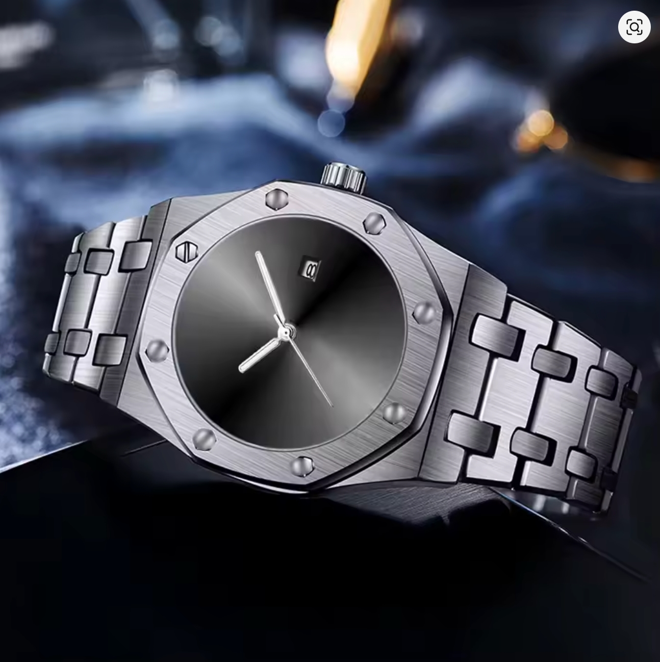 Quartz Watch with Metallic Bracelet and Date Display - Custom Engraved - Image 3