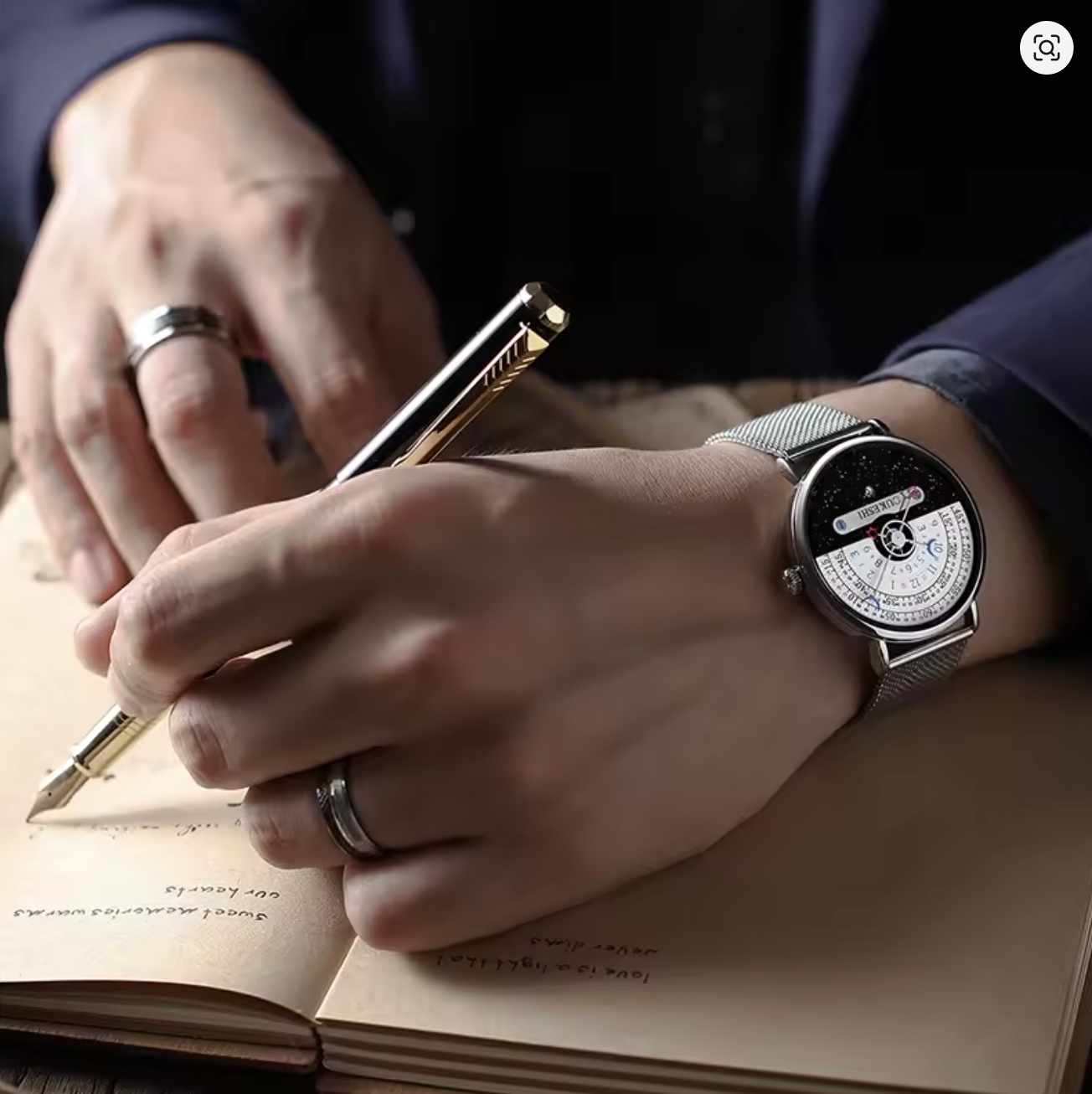 Modern Artistic Quartz Watch – Stainless Steel Mesh - Custom Engraved - Image 5