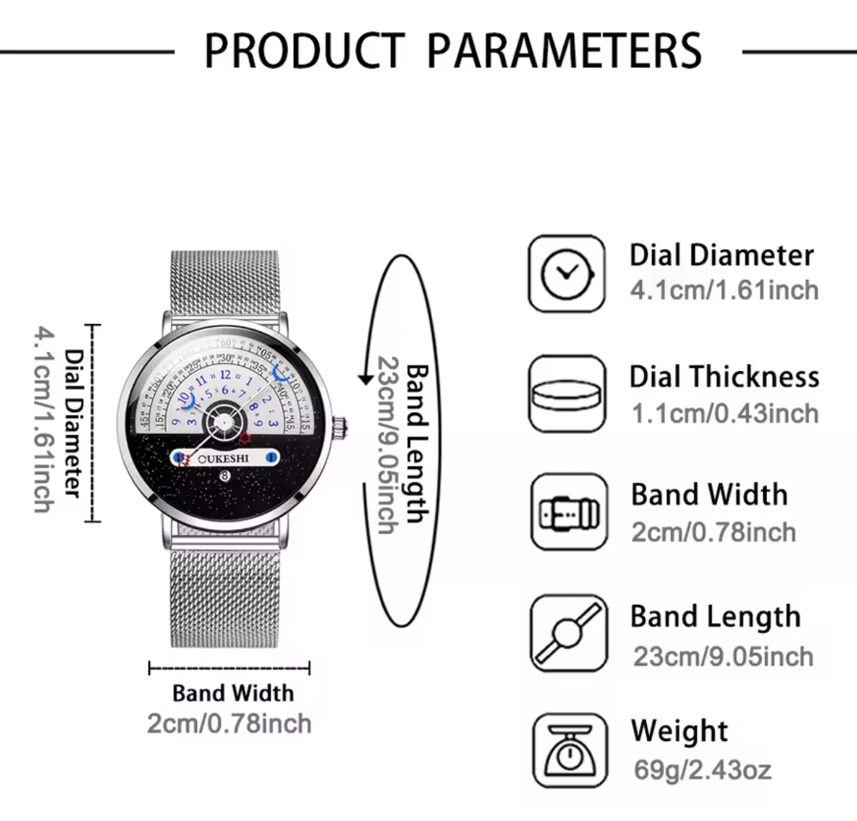 Modern Artistic Quartz Watch – Stainless Steel Mesh - Custom Engraved - Image 6