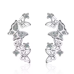 925 Sterling Silver Shimmering Butterfly Climber Earrings
