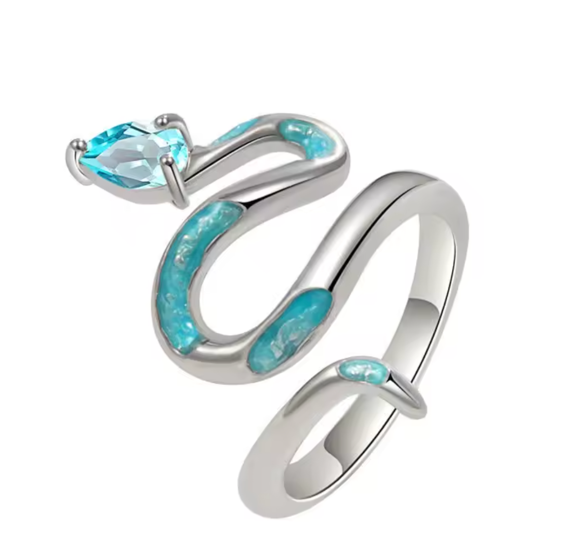 Ocean-Mist Snake Wrap Ring