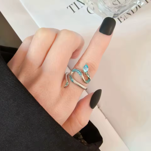 Alternative view of Ocean-Mist Snake Wrap Ring