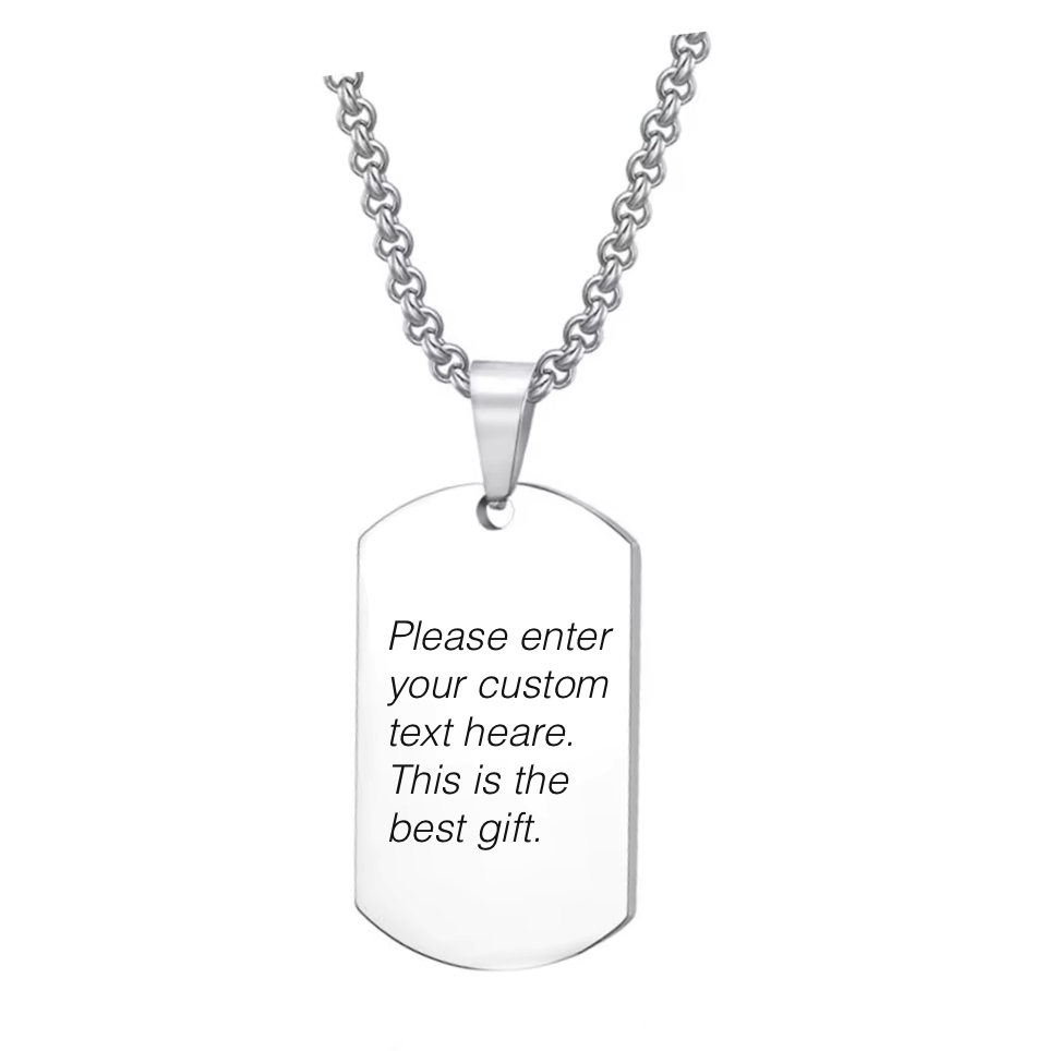 Custom Engraved Stainless Steel Pendant Necklace Silver Tag Plate Army