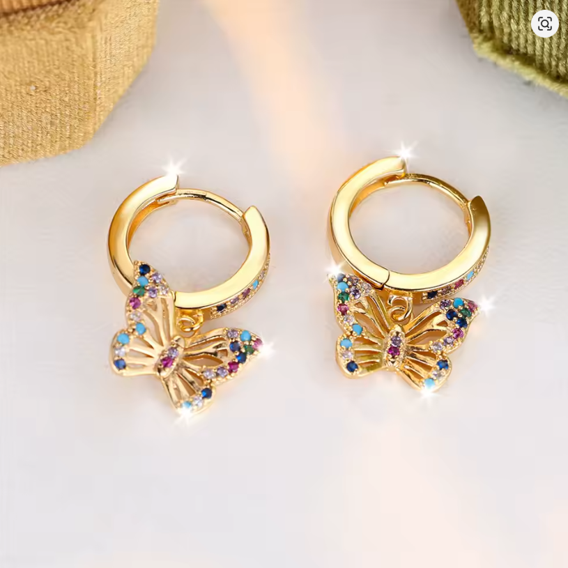 Ethereal Flutter Multi-Gemstone Butterfly Hoops - Image 3