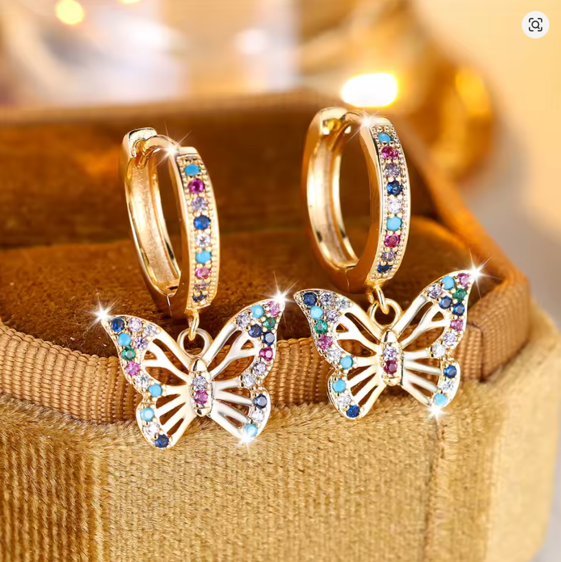 Ethereal Flutter Multi-Gemstone Butterfly Hoops - Image 6