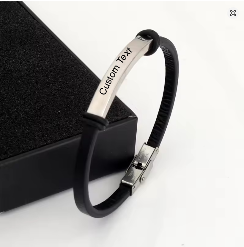 Punk Thin Custom Text Name Adjustable Leather Bracelet Personalized Stainless Steel Bracelets For Women Men ID Bracelet - Image 2